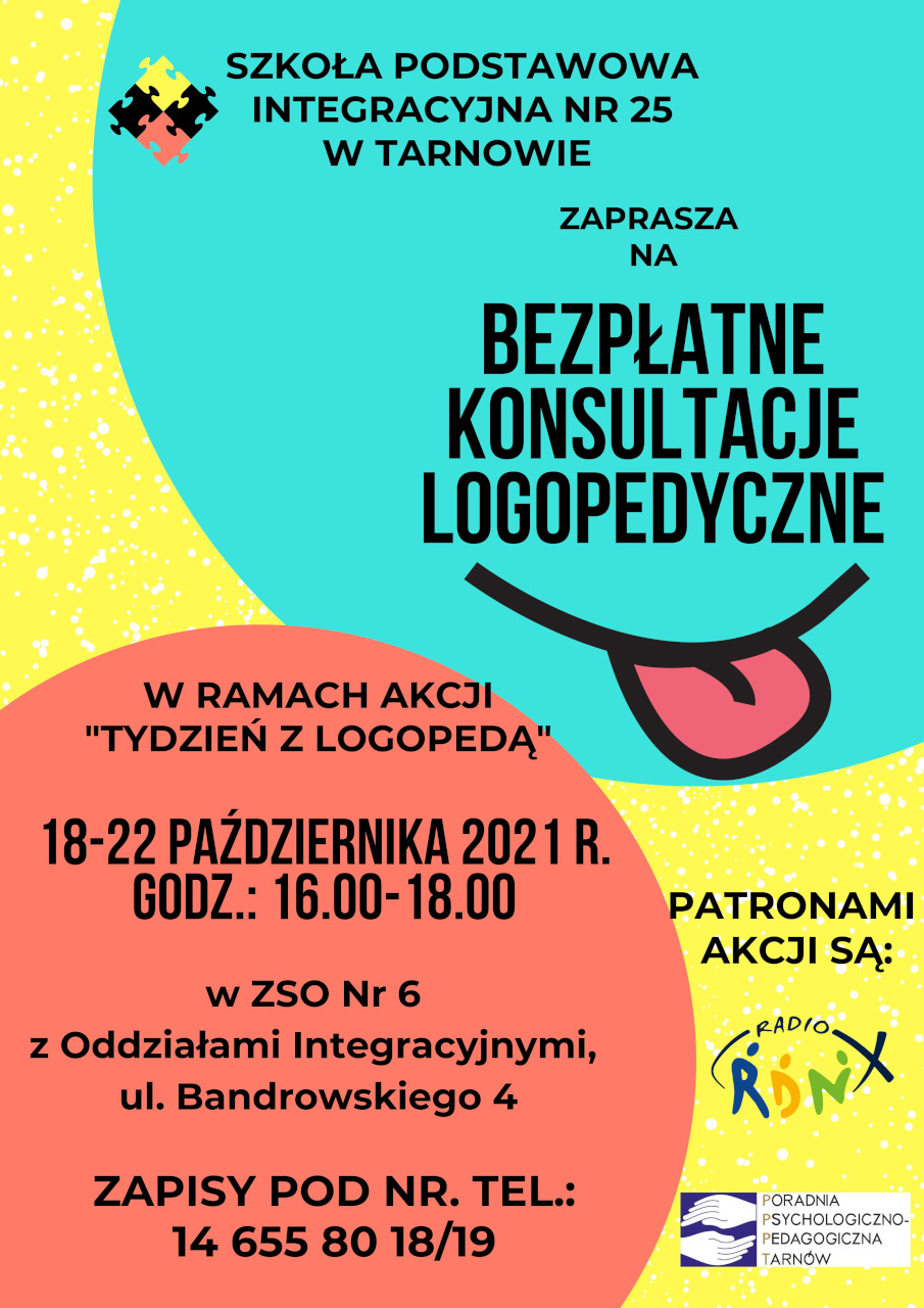 Plakat Bezpłatne konsultacje logopedyczne