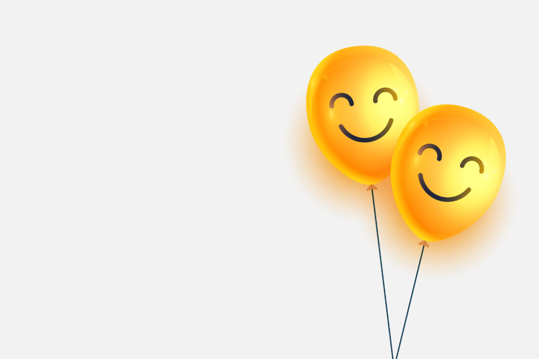 ovely yellow smiley balloon background with text or empty space vector